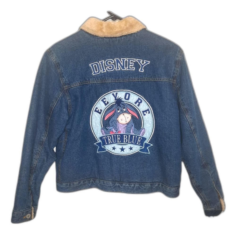 Disney Eeyore Denim Faux Fur Jacket Size Medium